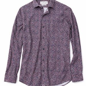 Mizzen+Main Men's Patterned Long Sleeve Shirt - Red and Blue